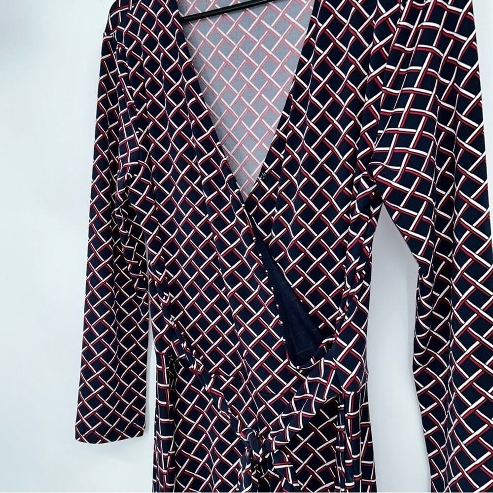 Brooks Brothers Red Fleece Navy & Red Check Wrap Dress Sz M Business Casual - Picture 3 of 5